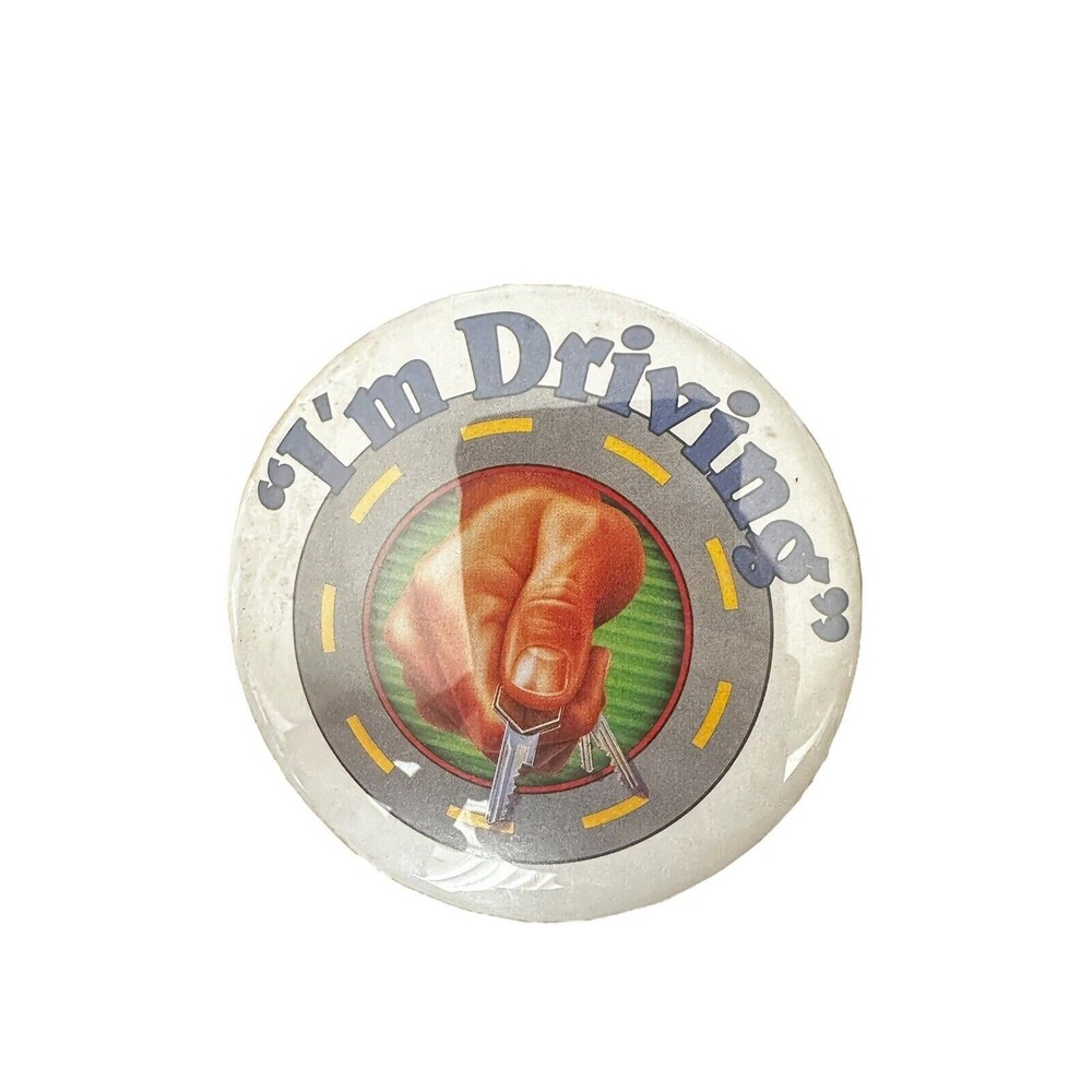 Vintage 90s "I'm Driving" Slogan Drunk Driving Awareness Campaign Pinback Pin